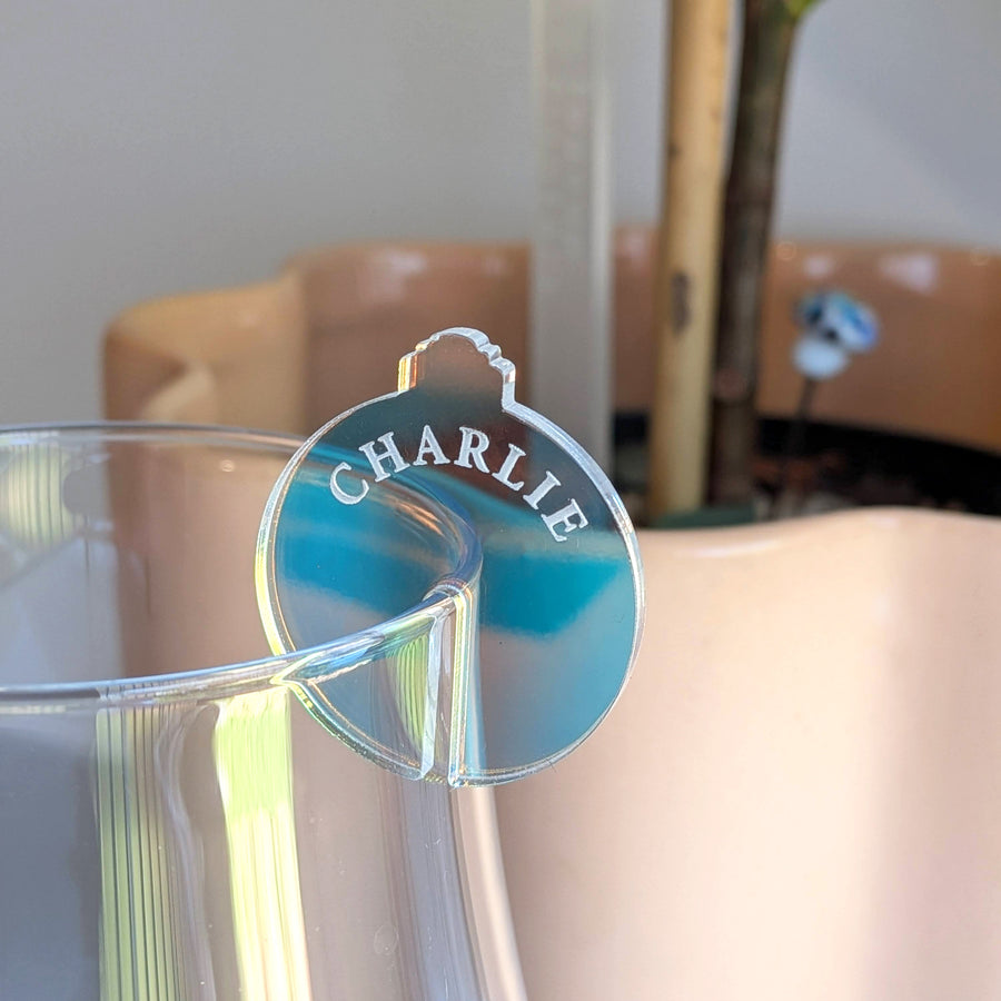Iridescent Acrylic Bauble Drink Tags