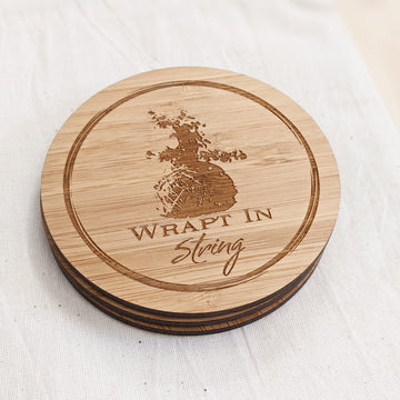 Wooden bamboo coaster for coffee and cafes