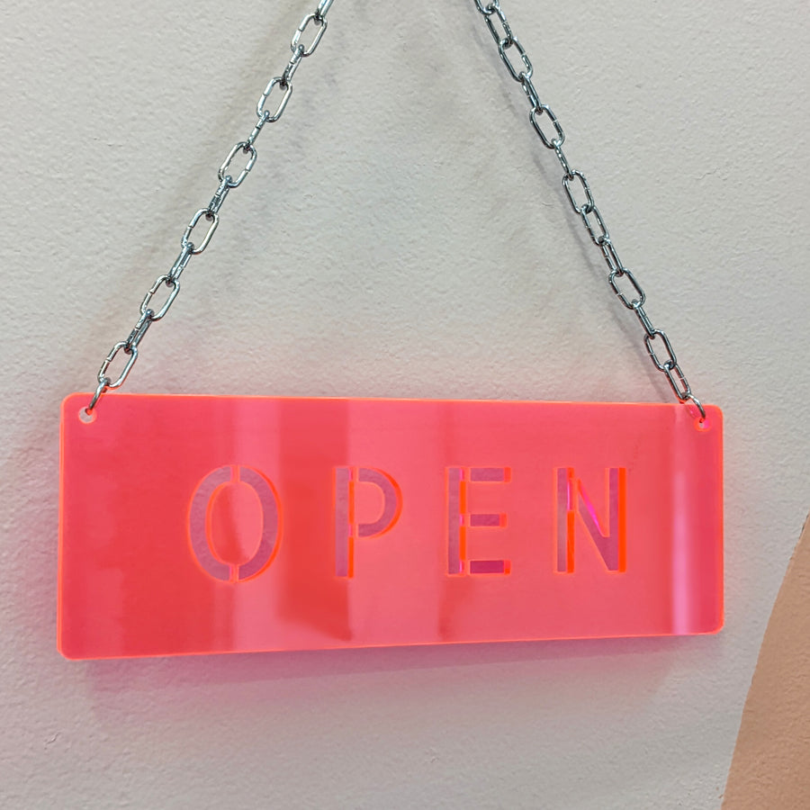 Neon Pink Acrylic Open Sign