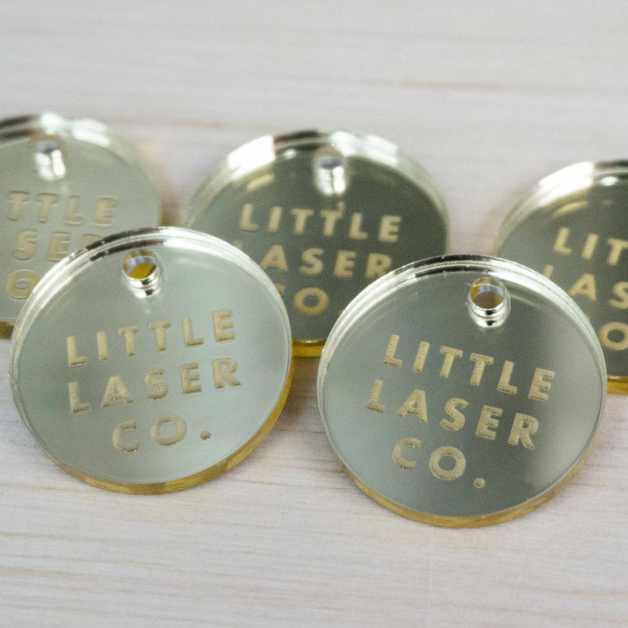 Gold Acryliv tags with wording 